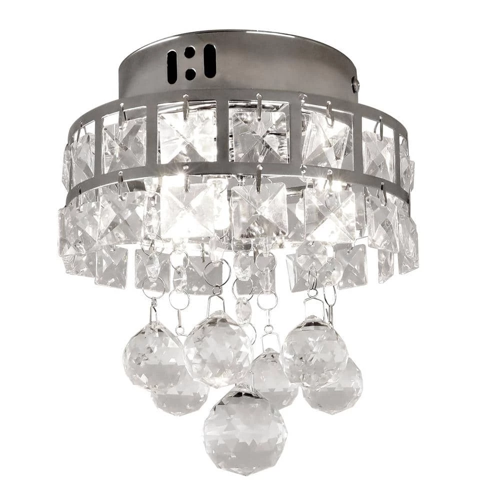 Wholesale โจ Promo ๐ 3-Light Chrome/Warm White Mini Chandelier Flush Mount Ceiling Light with Crystal Raindrop Hangings by LamQee ๐ โค๏ธ