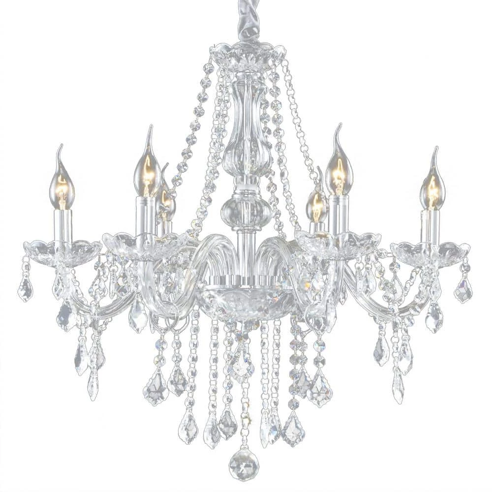 Hot Sale ⭐ Promo ⭐ 33 in. H x 22 in. W 6-Light Clear Pendant-Lighting Fixture Chandelier with K9 Crystal Dangles by LamQee ✔️ ❤️ - Image 7