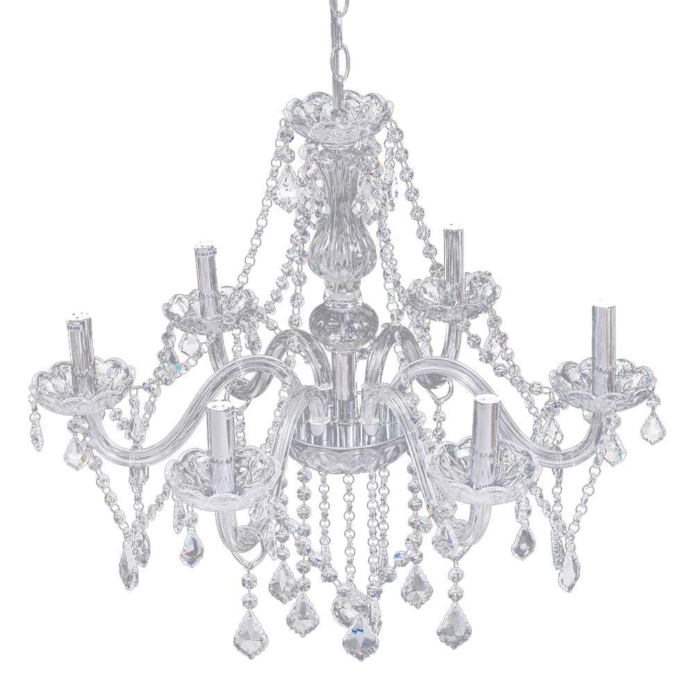 Hot Sale ⭐ Promo ⭐ 33 in. H x 22 in. W 6-Light Clear Pendant-Lighting Fixture Chandelier with K9 Crystal Dangles by LamQee ✔️ ❤️ - Image 6