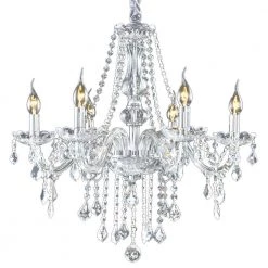 Hot Sale ⭐ Promo ⭐ 33 in. H x 22 in. W 6-Light Clear Pendant-Lighting Fixture Chandelier with K9 Crystal Dangles by LamQee ✔️ ❤️
