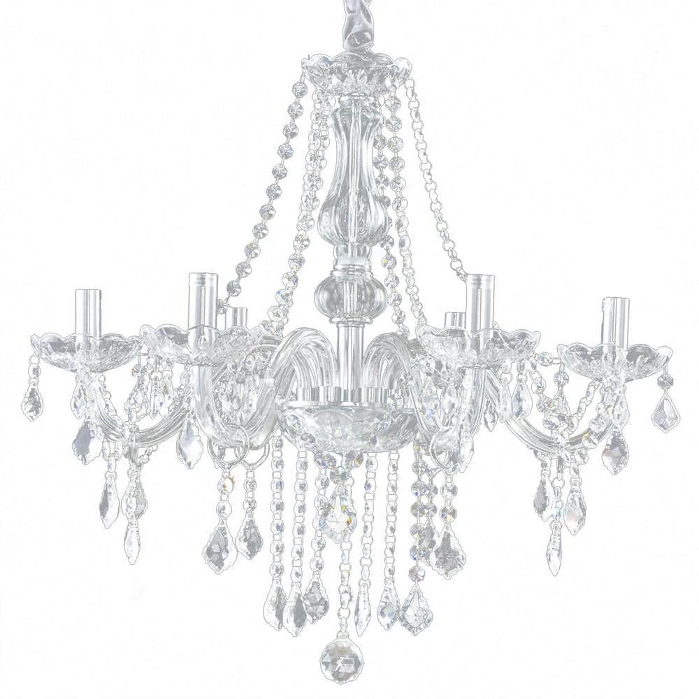 Hot Sale ⭐ Promo ⭐ 33 in. H x 22 in. W 6-Light Clear Pendant-Lighting Fixture Chandelier with K9 Crystal Dangles by LamQee ✔️ ❤️ - Image 5
