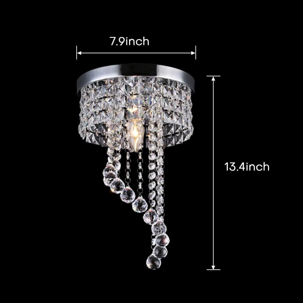 Best Pirce ๐ Hot Sale ๐ฅฐ 7.9 in.D. x 13.4 in. H. 1-Light Clear Crystal Modern Flush Mount LED Raindrop Chandelier by LamQee ๐ ๐ - Image 4