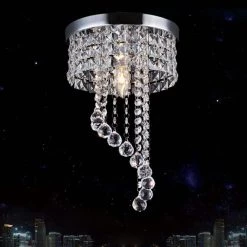 Best Pirce ๐ Hot Sale ๐ฅฐ 7.9 in.D. x 13.4 in. H. 1-Light Clear Crystal Modern Flush Mount LED Raindrop Chandelier by LamQee ๐ ๐