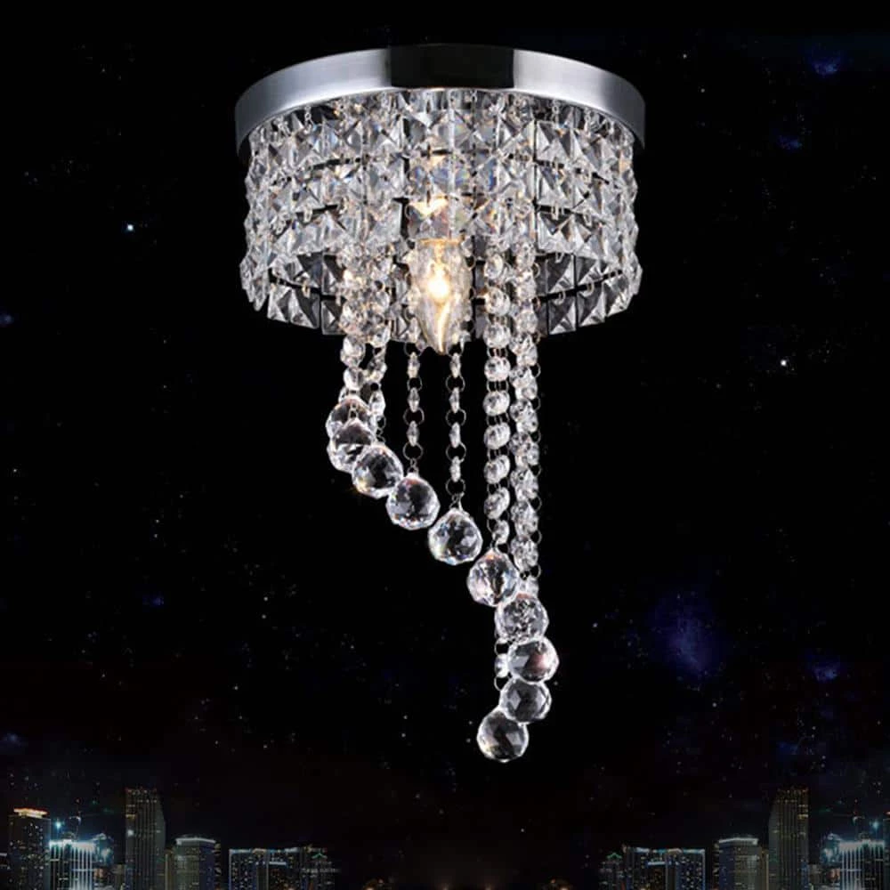 Best Pirce ๐ Hot Sale ๐ฅฐ 7.9 in.D. x 13.4 in. H. 1-Light Clear Crystal Modern Flush Mount LED Raindrop Chandelier by LamQee ๐ ๐