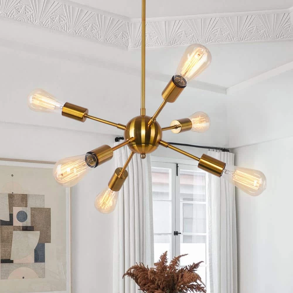 Buy ๐ Best deal ๐งจ Gamino 6-Light Gold Sputnik Sphere Linear Pendant Modern Farmhouse Lighting Chandelier by RRTYO โญ ๐คฉ - Image 5