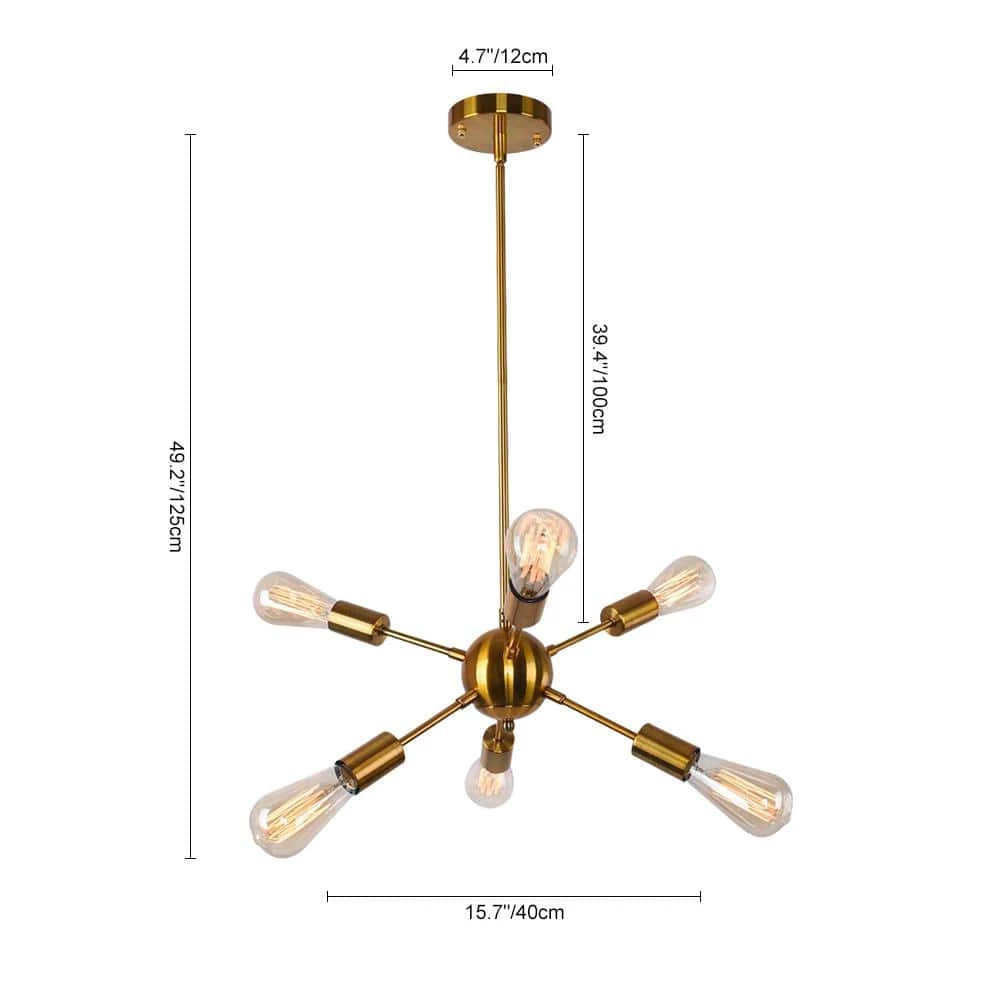 Buy ๐ Best deal ๐งจ Gamino 6-Light Gold Sputnik Sphere Linear Pendant Modern Farmhouse Lighting Chandelier by RRTYO โญ ๐คฉ - Image 3