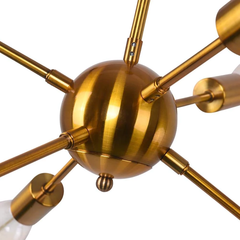 Buy ๐ Best deal ๐งจ Gamino 6-Light Gold Sputnik Sphere Linear Pendant Modern Farmhouse Lighting Chandelier by RRTYO โญ ๐คฉ - Image 8