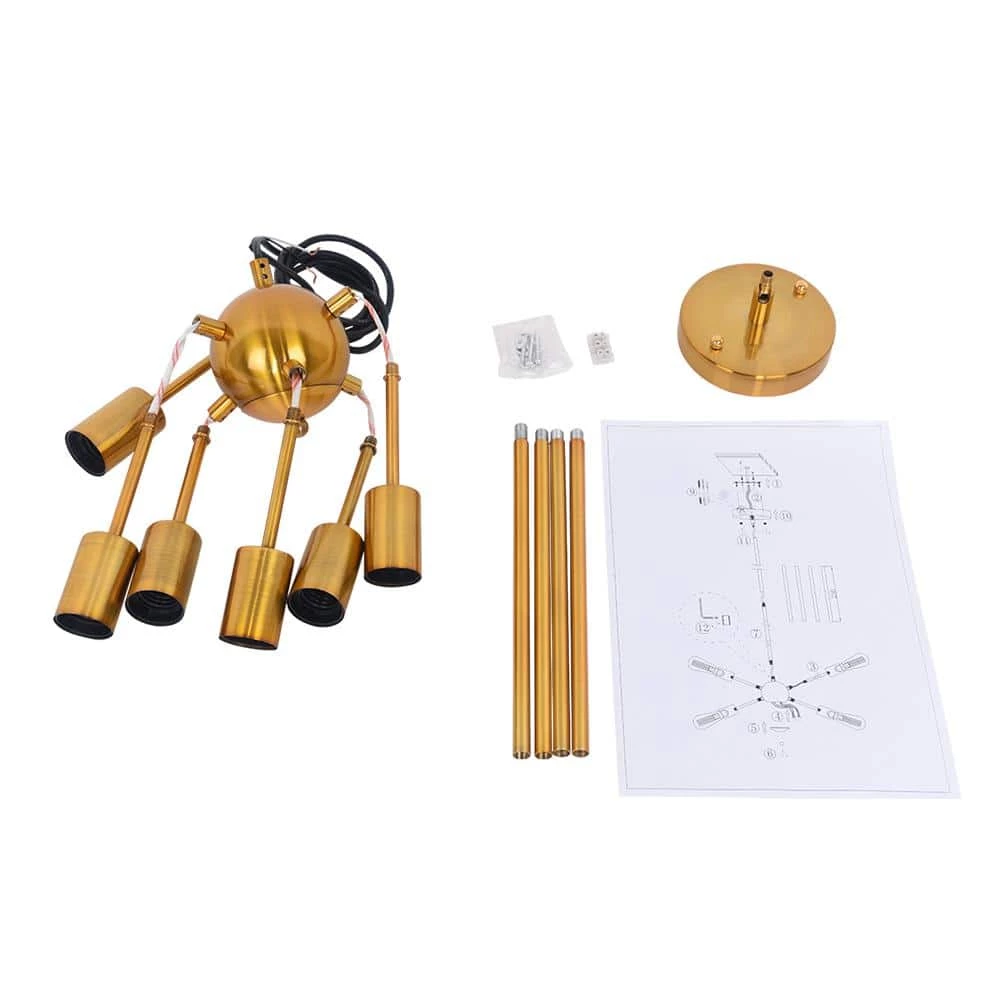 Buy ๐ Best deal ๐งจ Gamino 6-Light Gold Sputnik Sphere Linear Pendant Modern Farmhouse Lighting Chandelier by RRTYO โญ ๐คฉ - Image 7