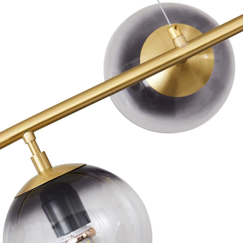 Best Sale ๐งจ Best Pirce ๐ Hermitage 6-Light Gold Kitchen Island Sputnik Linear Globe Pendant Chandelier with Smoky Gray Glass Shade by RRTYO ๐ ๐งจ - Image 4