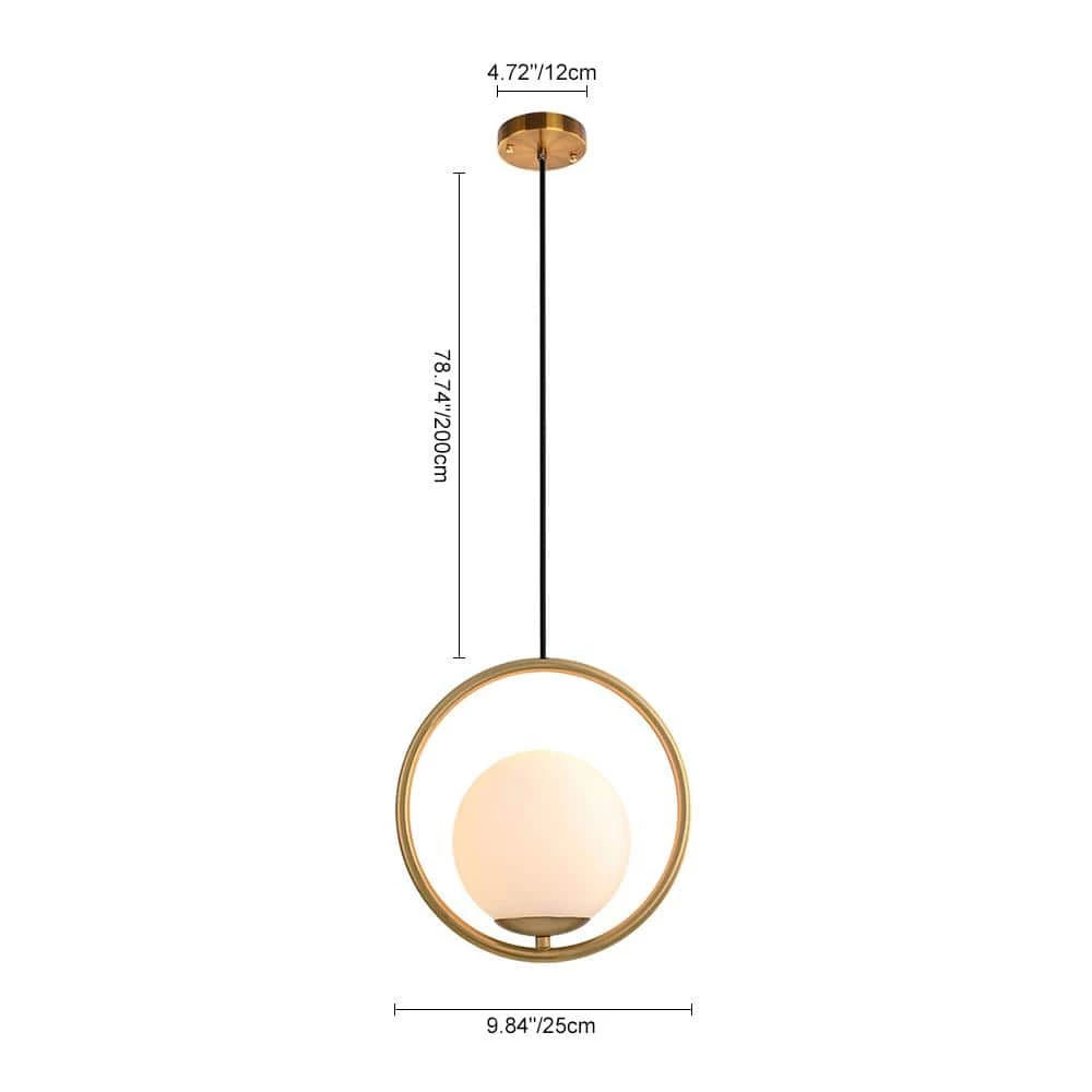 Best deal ๐ Discount โญ 1-Light Gold Circle Pendant with Hand-blown Glass Shade by RRTYO ๐ ๐ - Image 3