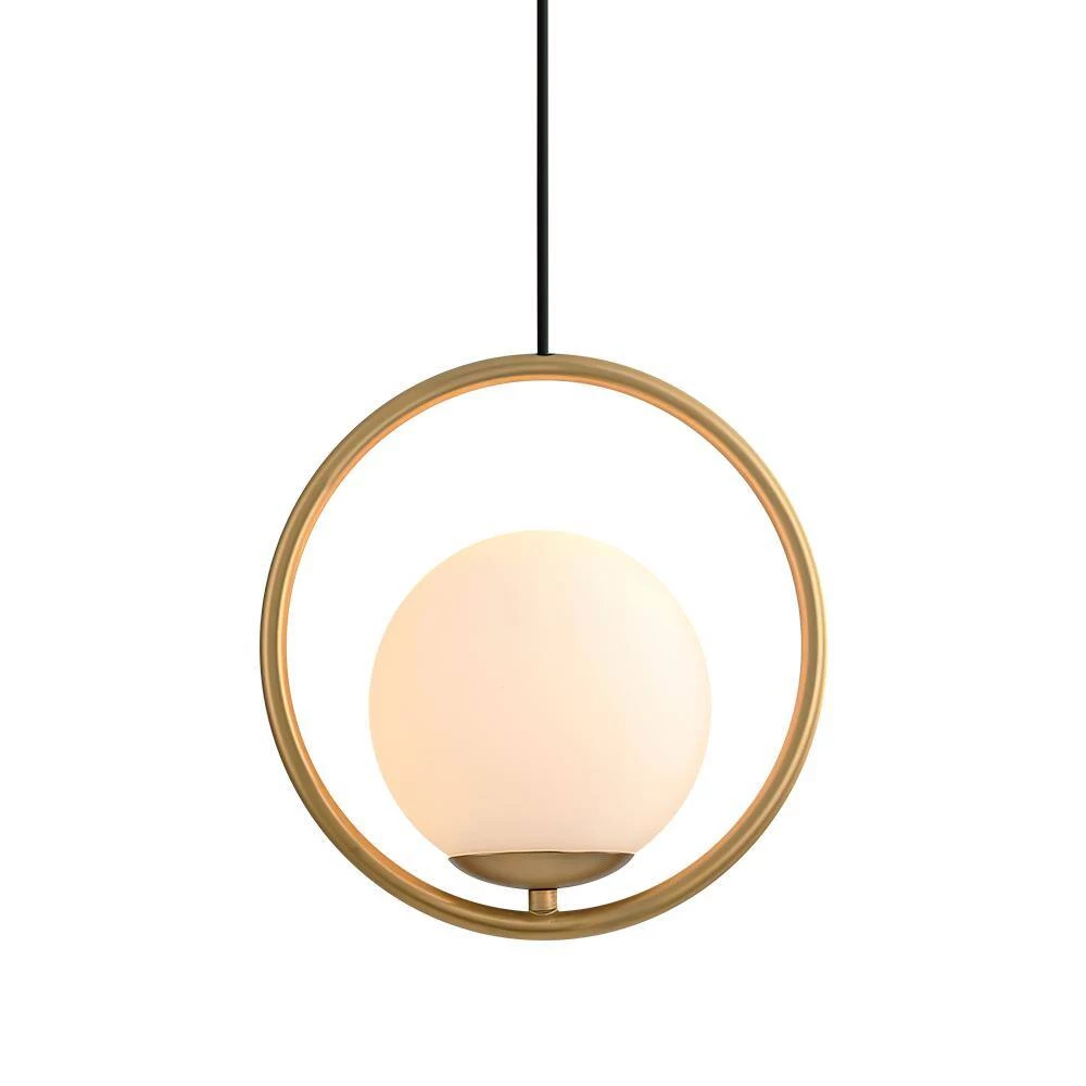 Best deal ๐ Discount โญ 1-Light Gold Circle Pendant with Hand-blown Glass Shade by RRTYO ๐ ๐ - Image 8