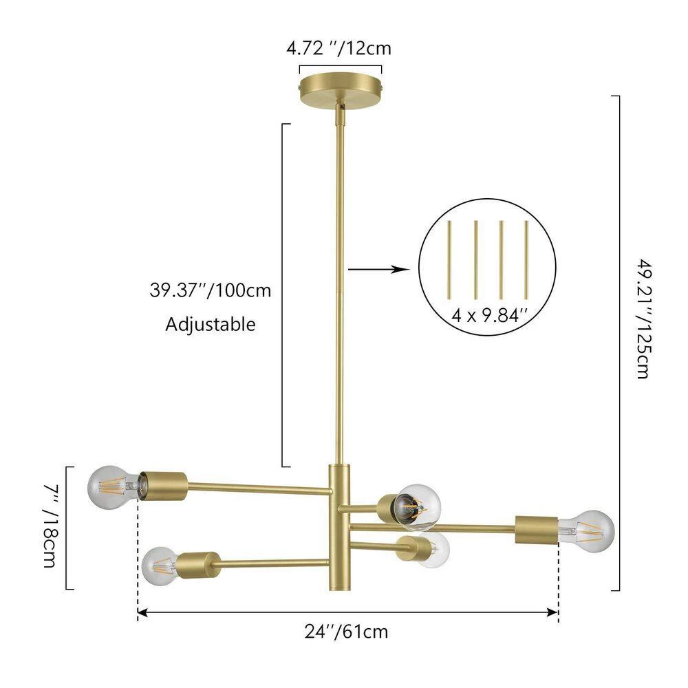 Buy ๐ Wholesale ๐ Umbra 5-Light Gold Spiral Modern Linear Chandelier by RRTYO โ ๐ - Image 3
