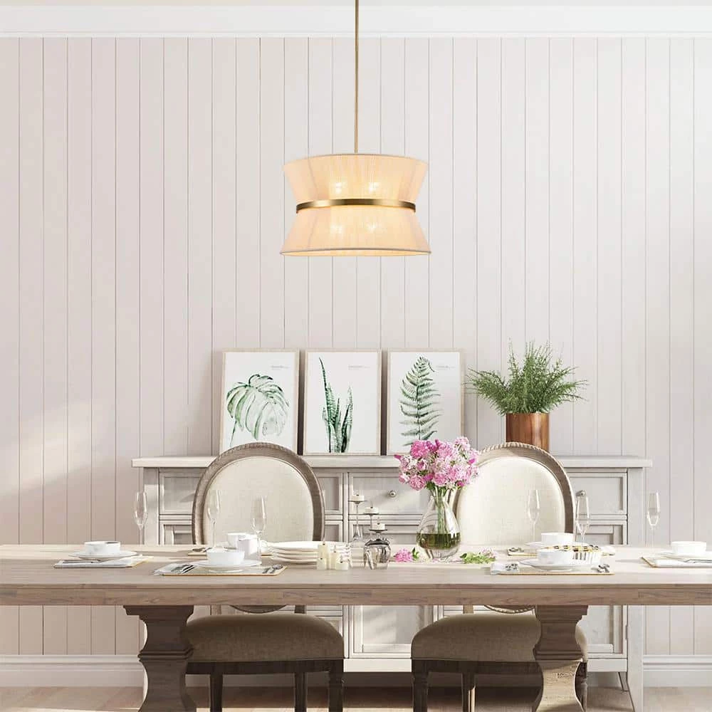 Best Sale 🎁 Best deal ⌛ Tabor 8-Light Gold Ivory Hourglass Pendant Light with Hemp Fly Shade by RRTYO ⌛ ❤️ - Image 5