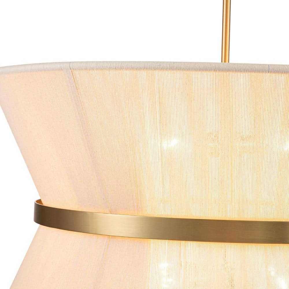 Best Sale 🎁 Best deal ⌛ Tabor 8-Light Gold Ivory Hourglass Pendant Light with Hemp Fly Shade by RRTYO ⌛ ❤️ - Image 9