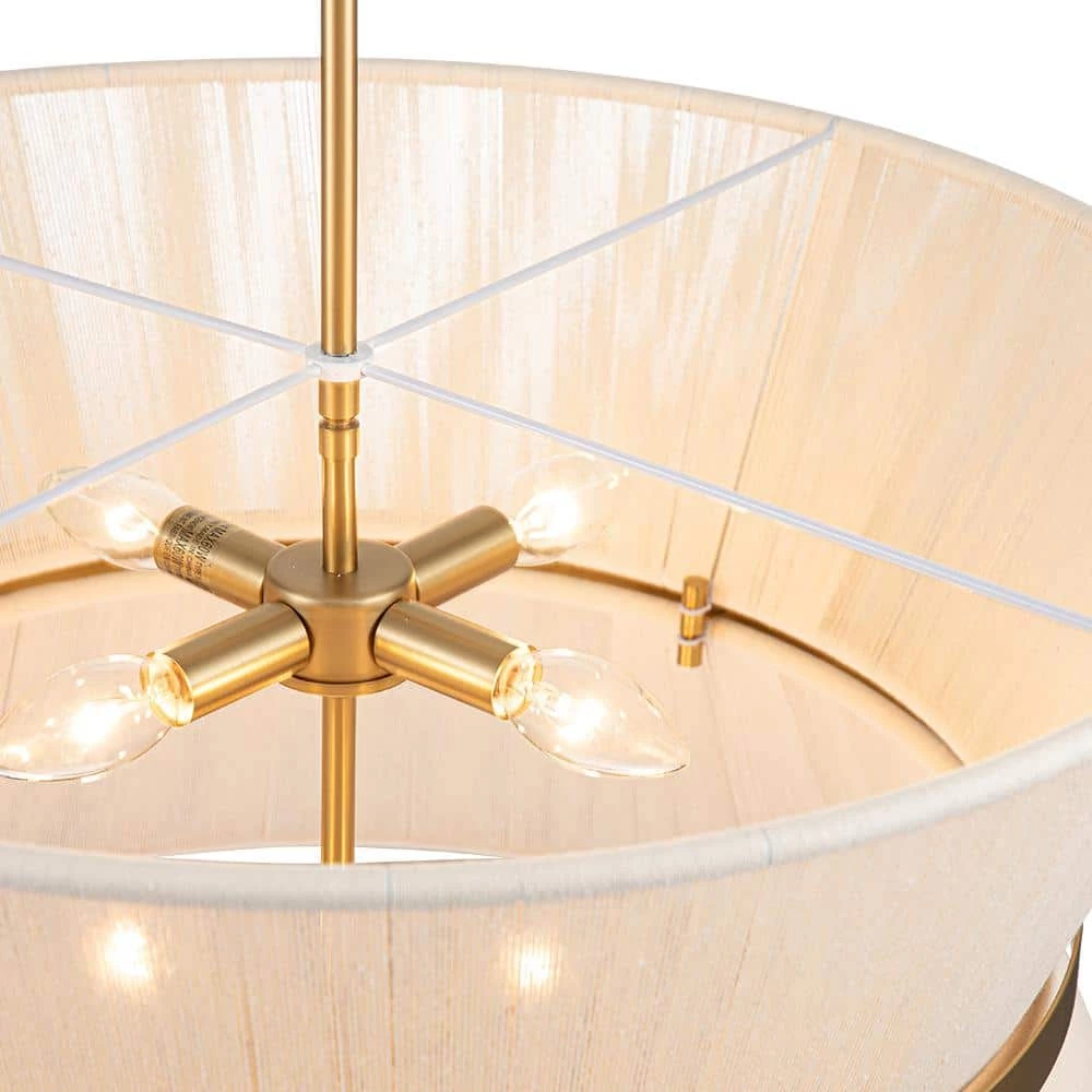 Best Sale 🎁 Best deal ⌛ Tabor 8-Light Gold Ivory Hourglass Pendant Light with Hemp Fly Shade by RRTYO ⌛ ❤️ - Image 11