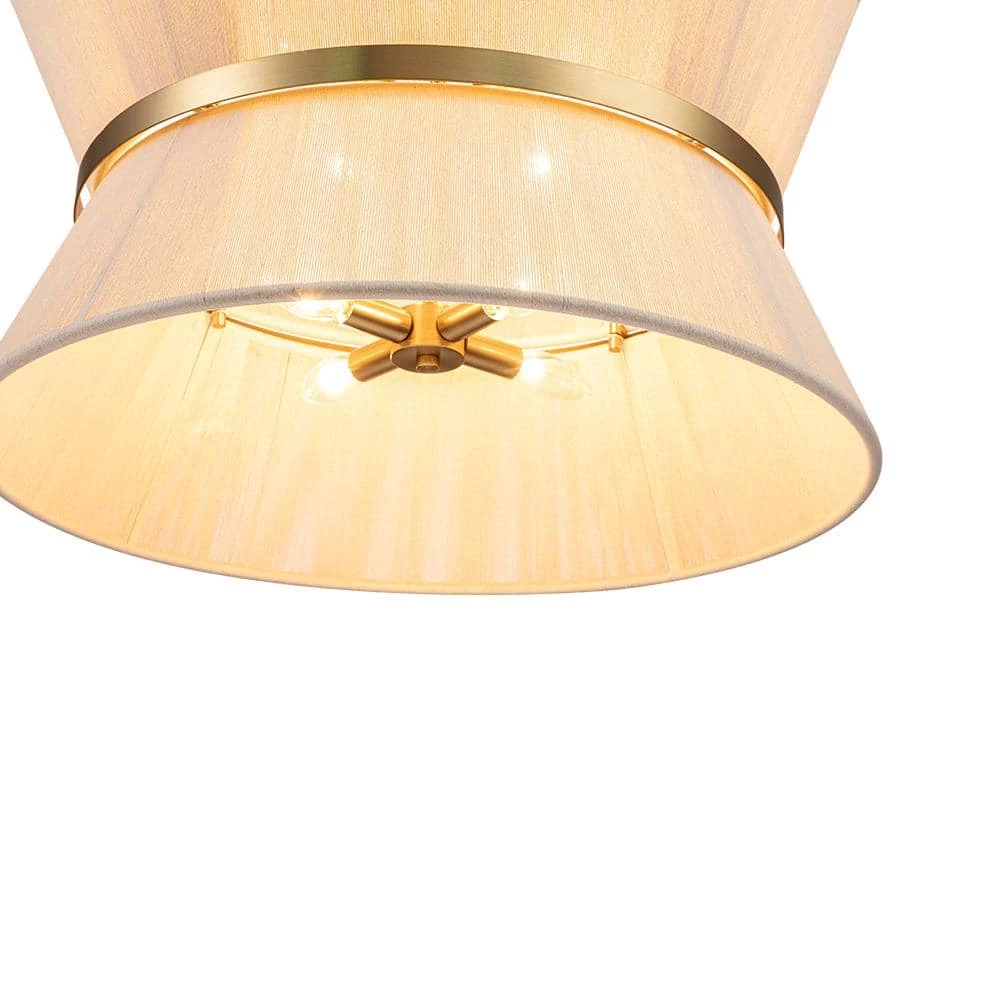 Best Sale 🎁 Best deal ⌛ Tabor 8-Light Gold Ivory Hourglass Pendant Light with Hemp Fly Shade by RRTYO ⌛ ❤️ - Image 6