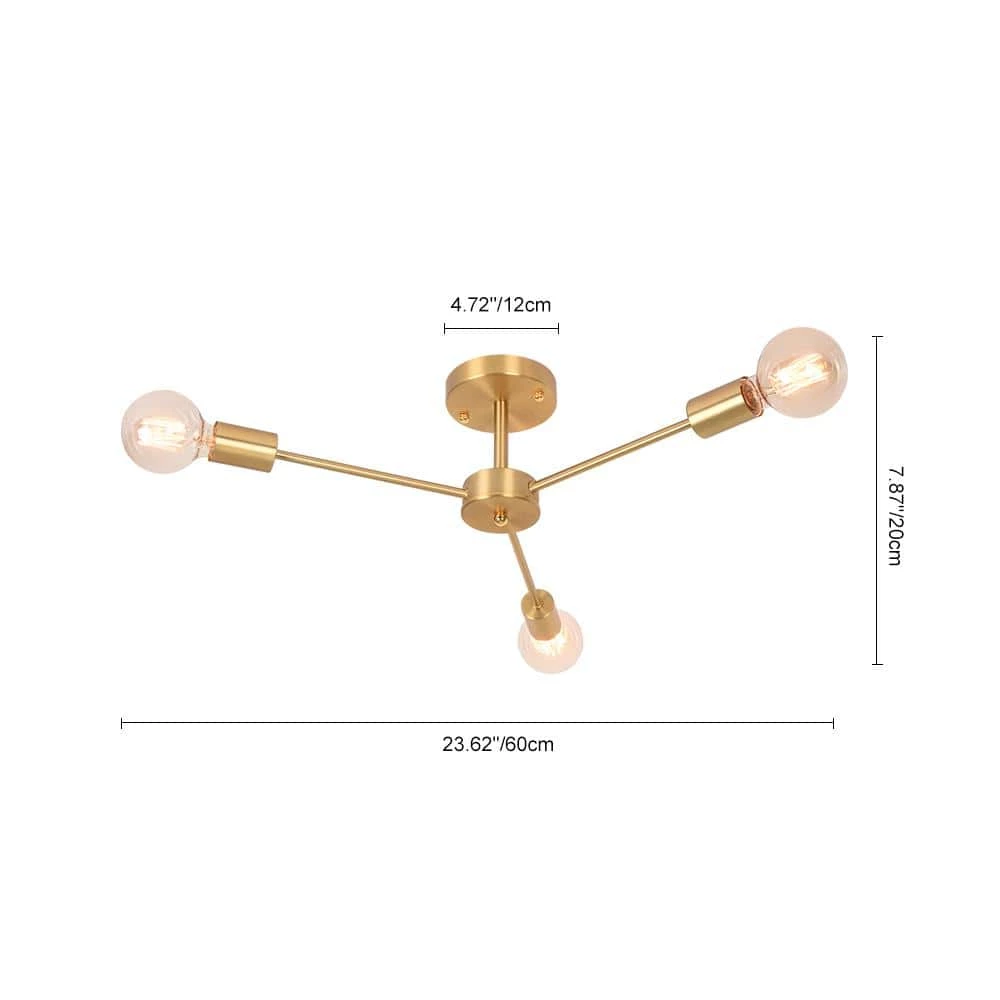 Outlet ๐ Top 10 ๐งจ Torres 23.62 in. 3-Light Gold Mid-Century Ceiling Light Sputnik Semi-Flush Mount by RRTYO ๐ ๐ฅ - Image 2