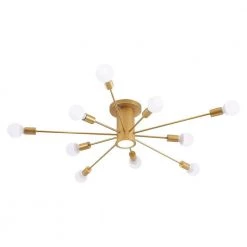 Best Sale 🌟 Flash Sale 🔔 Wingard 39.37in. 10-Light Gold Modern Sputnik Ceiling Light Mid-Century Semi-Flush Mount with A LED Spotlight by RRTYO 😉 👏
