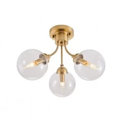Outlet ๐งจ Best Sale ๐ Elektra 18.5 in. 3-Light Gold Glass Ball Semi-Flush Mount with Glass Shade by RRTYO ๐ ๐