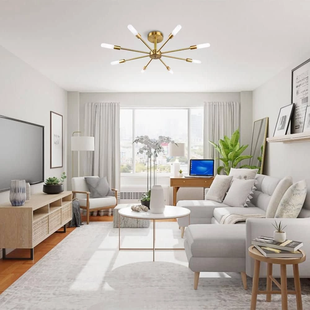 Cheap ✔️ Cheap 🤩 Elektra 29 in. 8-Light Gold Semi Flush Mount by RRTYO ✨ 🎁 - Image 8