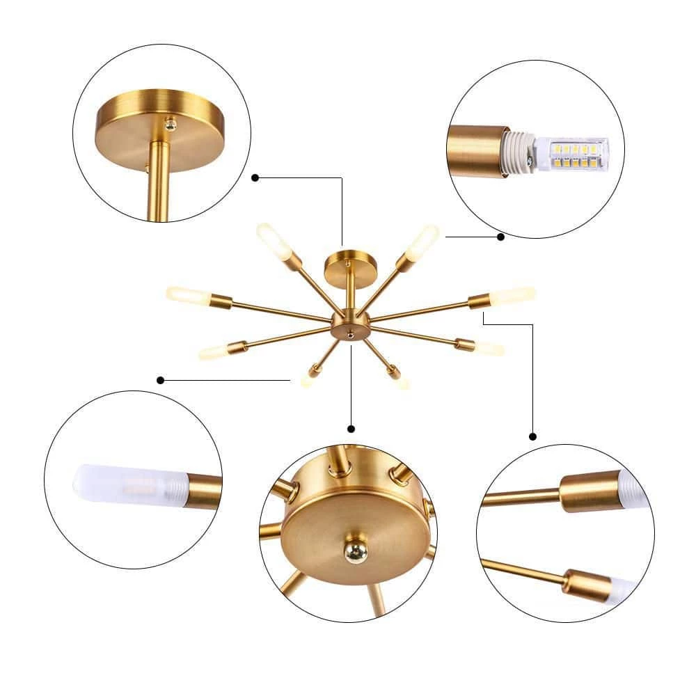 Cheap ✔️ Cheap 🤩 Elektra 29 in. 8-Light Gold Semi Flush Mount by RRTYO ✨ 🎁 - Image 4
