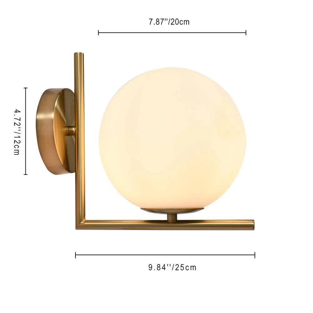 Best Pirce 🤩 Best deal 🥰 Eriq 1-Light Gold L-Shaped Tube Wall Sconce with Glass Ball Shade by RRTYO 😍 ✔️ - Image 4