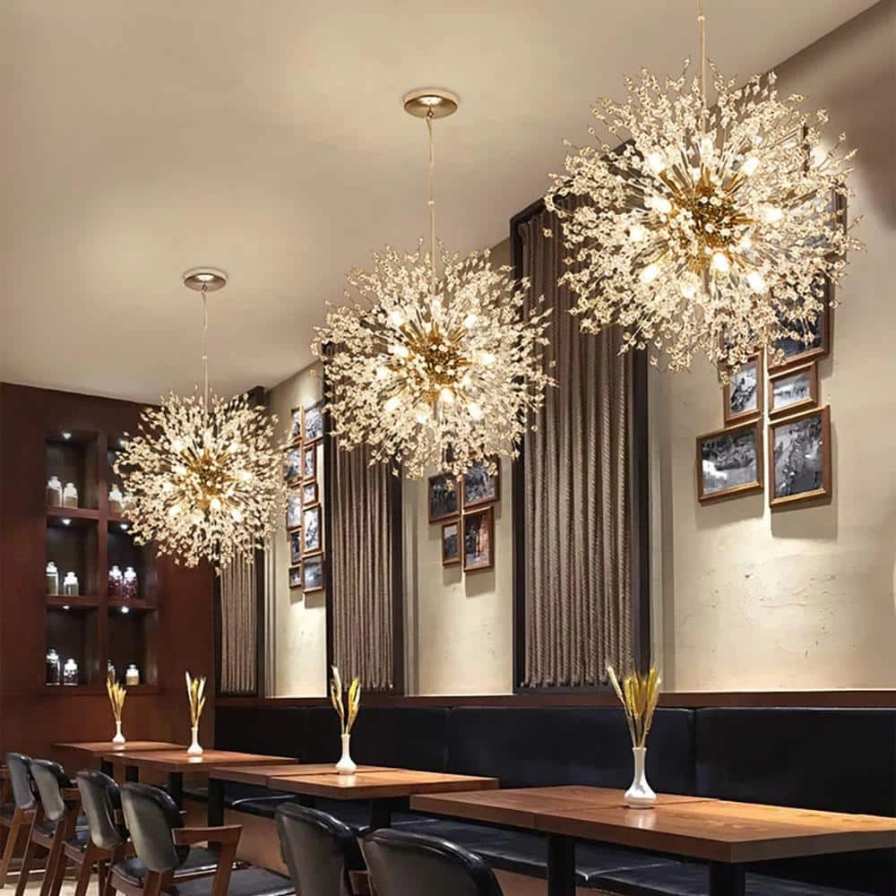 Coupon ๐ Flash Sale โค๏ธ 16-Light Golden Dandelion Chandelier Firework Pendant Light with Crystal Dangles by LamQee ๐ ๐ - Image 5