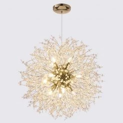 Coupon 👍 Flash Sale ❤️ 16-Light Golden Dandelion Chandelier Firework Pendant Light with Crystal Dangles by LamQee 👏 😍