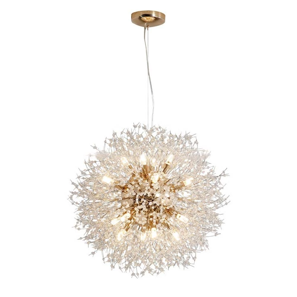 Coupon ๐ Flash Sale โค๏ธ 16-Light Golden Dandelion Chandelier Firework Pendant Light with Crystal Dangles by LamQee ๐ ๐ - Image 2