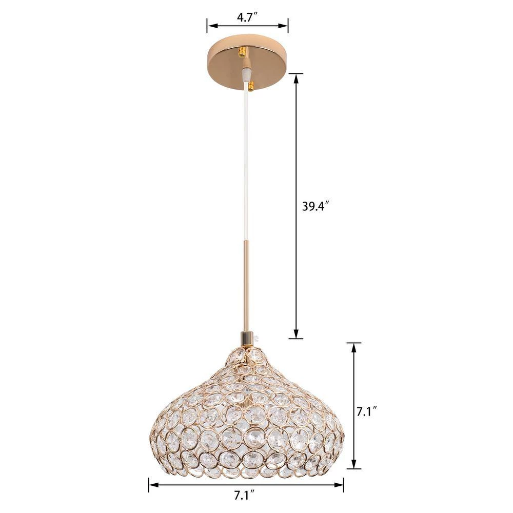 Wholesale ✨ Coupon ✨ 1 Light Golden Mini Pendant Light with Octagon Crystal Lampshade by LamQee ⭐ 💯 - Image 5