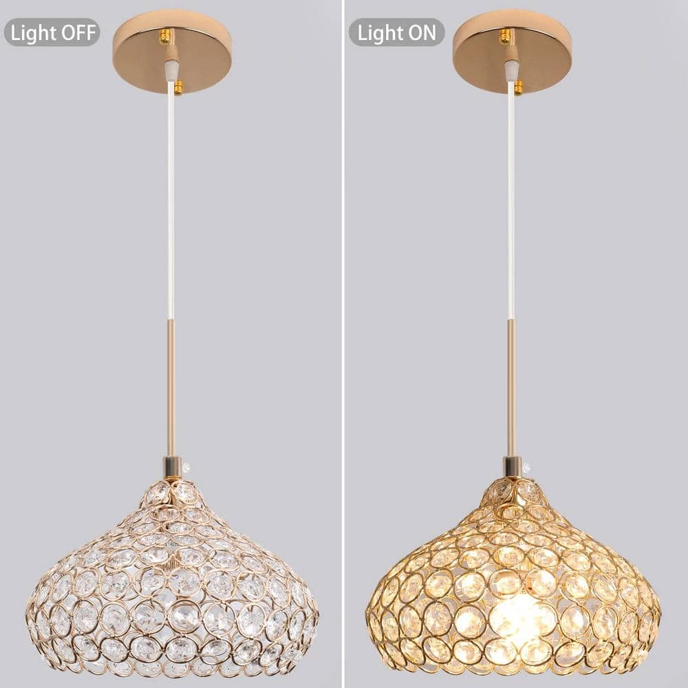 Wholesale ✨ Coupon ✨ 1 Light Golden Mini Pendant Light with Octagon Crystal Lampshade by LamQee ⭐ 💯 - Image 6