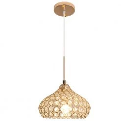 Wholesale โจ Coupon โจ 1 Light Golden Mini Pendant Light with Octagon Crystal Lampshade by LamQee โญ ๐ฏ