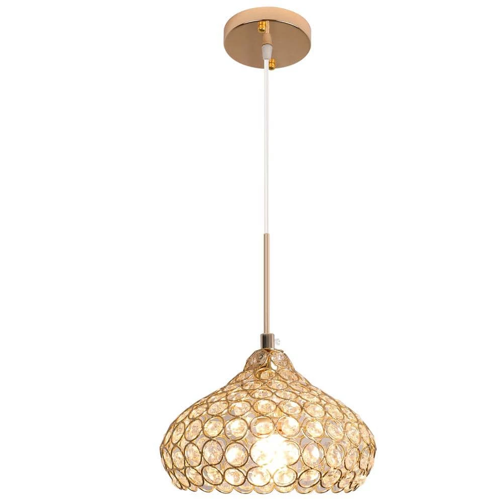 Wholesale ✨ Coupon ✨ 1 Light Golden Mini Pendant Light with Octagon Crystal Lampshade by LamQee ⭐ 💯