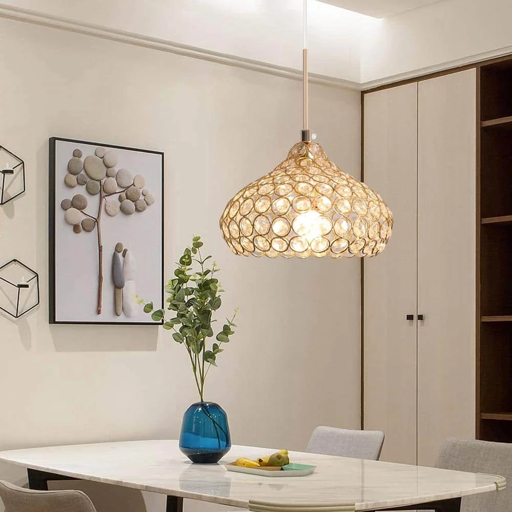 Wholesale ✨ Coupon ✨ 1 Light Golden Mini Pendant Light with Octagon Crystal Lampshade by LamQee ⭐ 💯 - Image 3