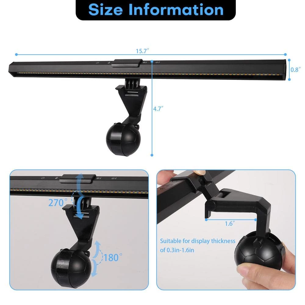 Promo ✨ Best Sale 🎁 15.7 in. Black Computer Light Bar with Clip USB Powered Adjustable Brightness Light by LamQee 😍 👍 - Image 2