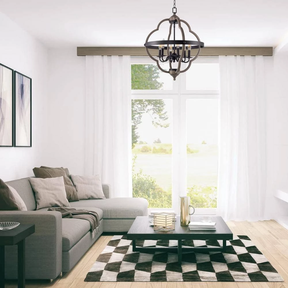 Cheapest ๐ Best deal ๐ Alfa 6-Light Matte Black and Gray Wood Accents Candlestick Pendant Light by Hukoro ๐ โ๏ธ - Image 4