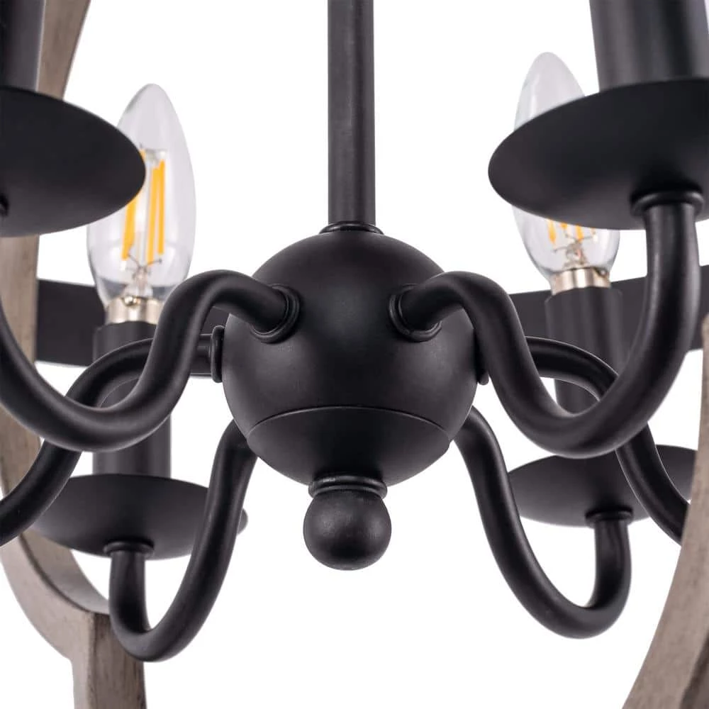 Cheapest ๐ Best deal ๐ Alfa 6-Light Matte Black and Gray Wood Accents Candlestick Pendant Light by Hukoro ๐ โ๏ธ - Image 3