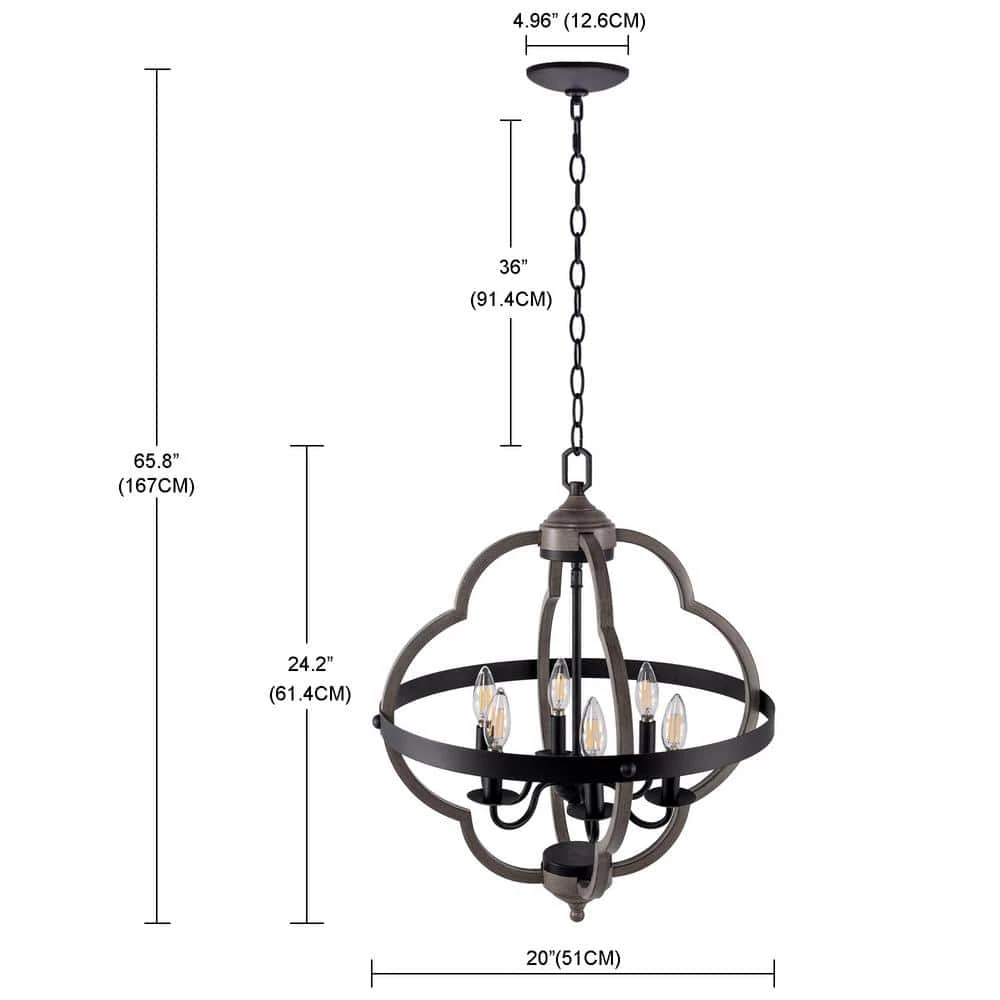 Cheapest ๐ Best deal ๐ Alfa 6-Light Matte Black and Gray Wood Accents Candlestick Pendant Light by Hukoro ๐ โ๏ธ - Image 7