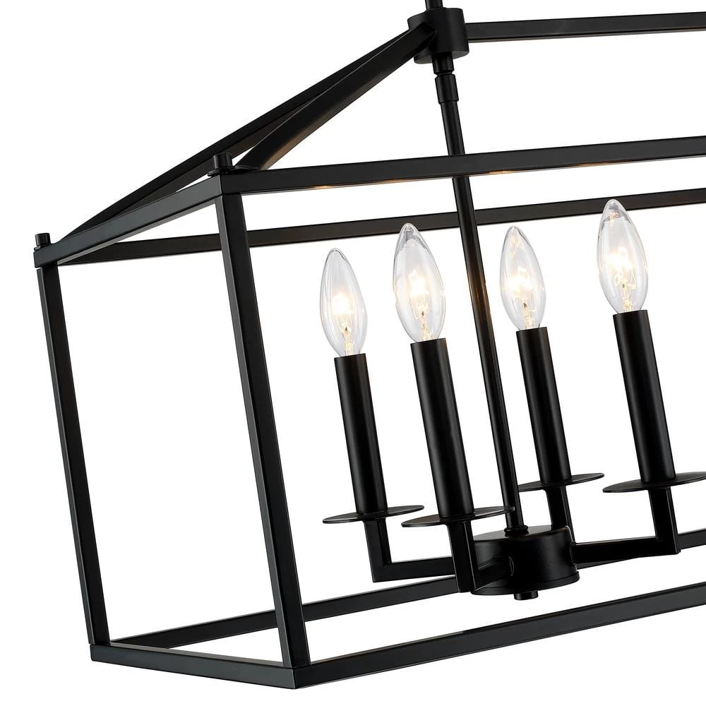 Discount ๐ Flash Sale โญ Alfa 35 in. 8-Light Modern Linear Kitchen Island Rectangle Pendant Chandelier with Matte Black Finish by Hukoro โจ ๐ - Image 4