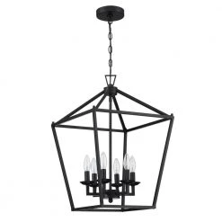 Cheapest ๐ Hot Sale โจ Alfa 16 in. 6-Light Geometric Cage Lantern Pendant Light with Mate Black Finish by Hukoro โค๏ธ ๐ฅฐ