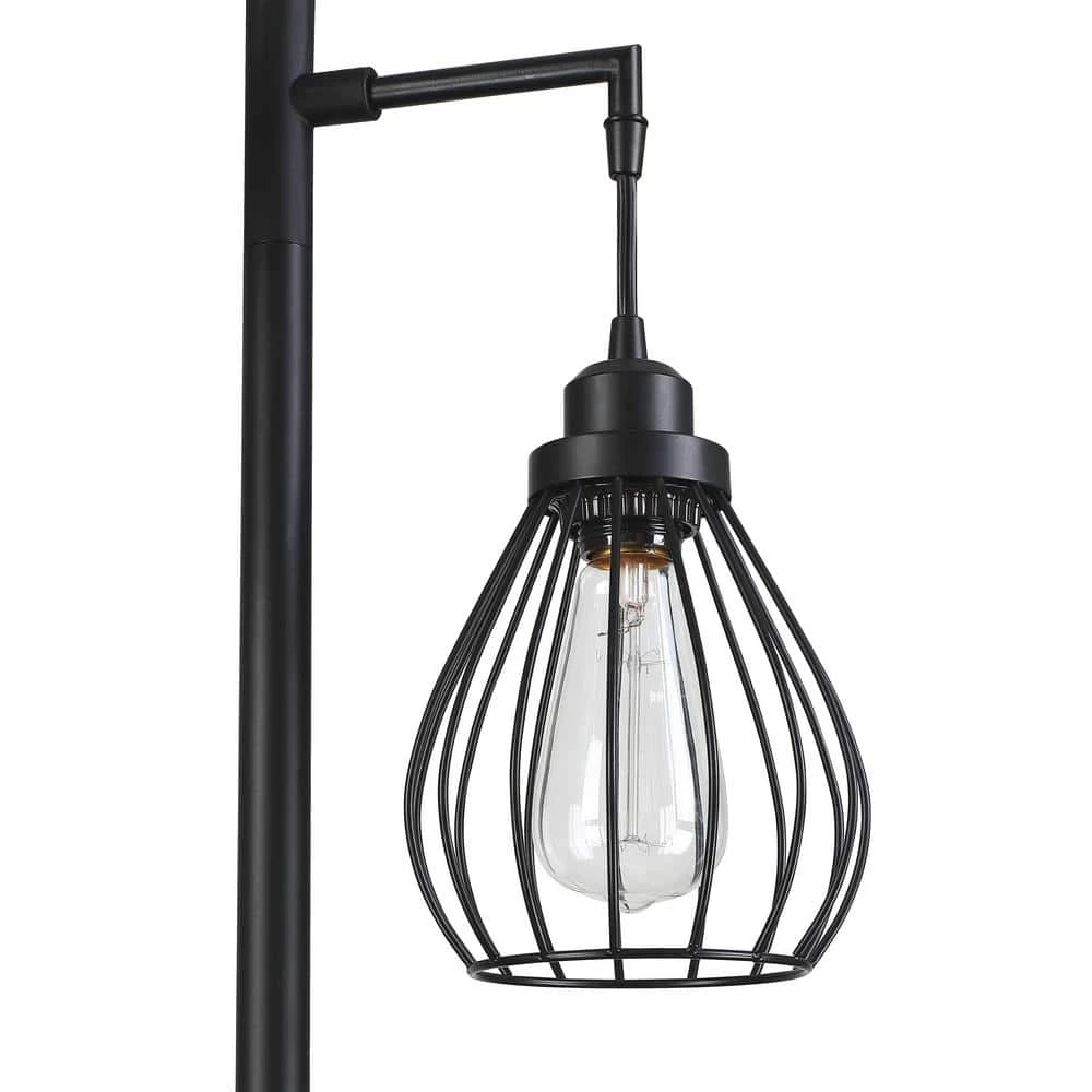 Promo ๐คฉ New ๐ Mousse 69 in. 3-Light Tree Floor Lamp with Matte Black Finish and Hanging Steel Cage Shade by Hukoro โ๏ธ ๐งจ - Image 5