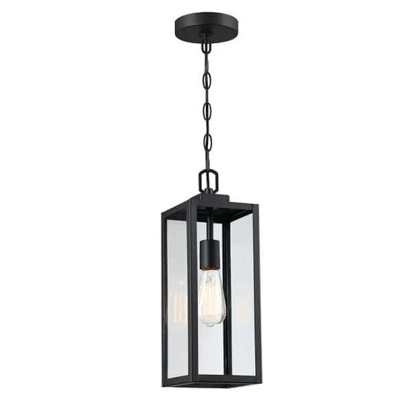 Best deal ๐งจ Promo ๐ 17 in. H 1-Light Matte Black Outdoor Hanging Lantern Pendant by Hukoro โจ โญ - Image 2