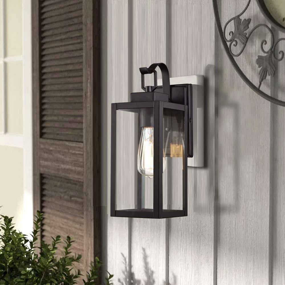 Buy 👍 Flash Sale 🌟 Martin 1-Light Matte Black Outdoor Wall Lantern Sconce with Clear Glass by Hukoro 😍 ✨ - Image 7