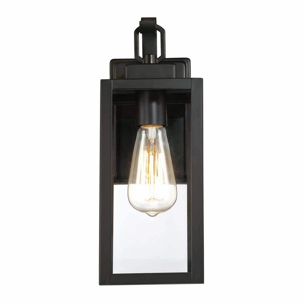 Buy 👍 Flash Sale 🌟 Martin 1-Light Matte Black Outdoor Wall Lantern Sconce with Clear Glass by Hukoro 😍 ✨ - Image 8