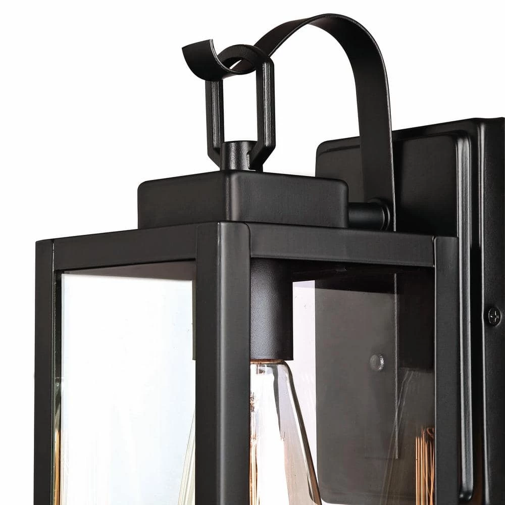 Buy 👍 Flash Sale 🌟 Martin 1-Light Matte Black Outdoor Wall Lantern Sconce with Clear Glass by Hukoro 😍 ✨ - Image 6