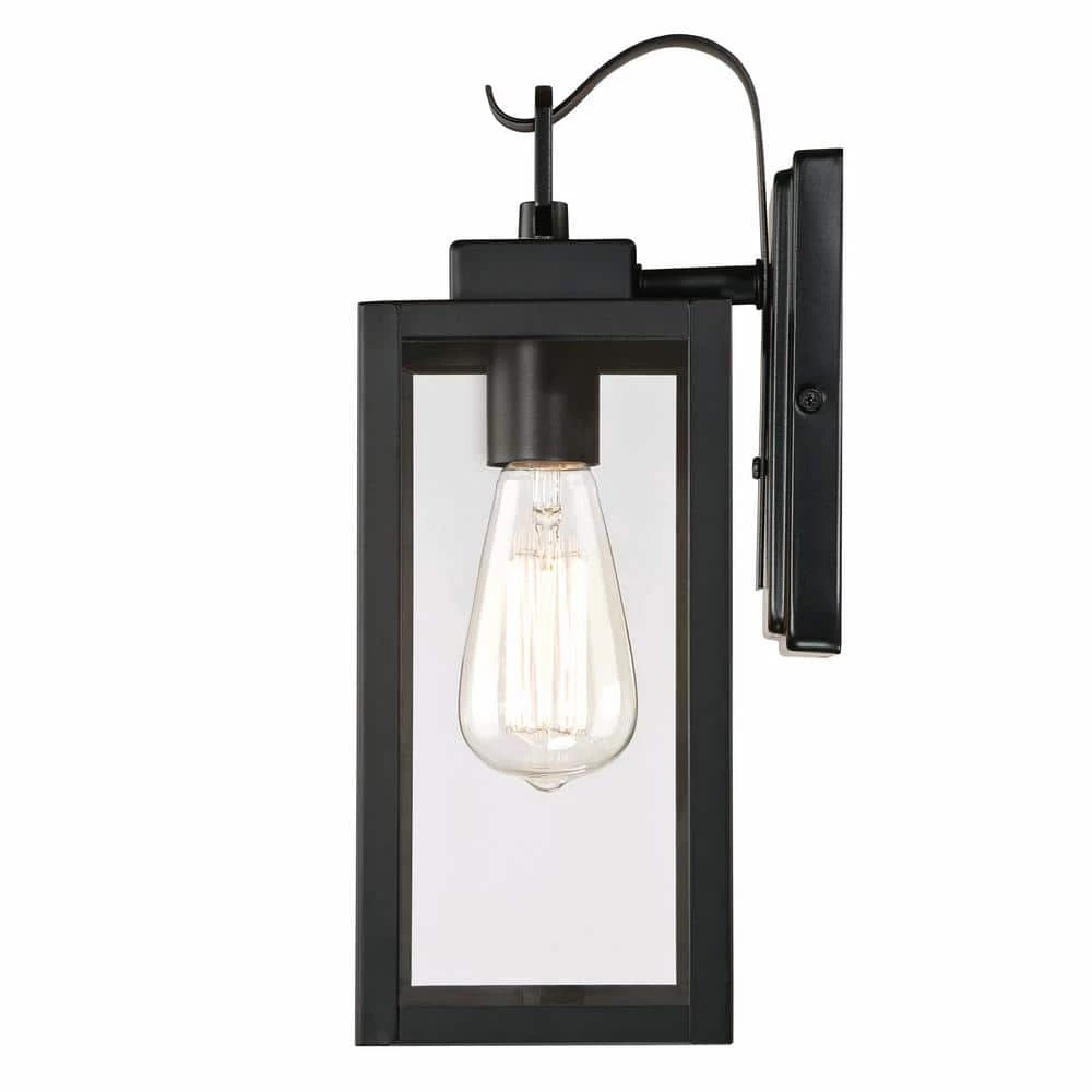 Buy 👍 Flash Sale 🌟 Martin 1-Light Matte Black Outdoor Wall Lantern Sconce with Clear Glass by Hukoro 😍 ✨ - Image 4