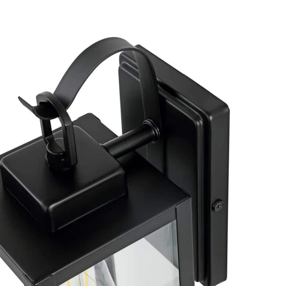 Buy 👍 Flash Sale 🌟 Martin 1-Light Matte Black Outdoor Wall Lantern Sconce with Clear Glass by Hukoro 😍 ✨ - Image 5