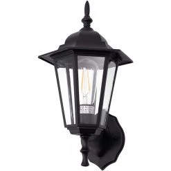 Outlet ✨ Top 10 😉 Martin 1-Light Matte Black Outdoor Wall Lantern Sconce with Clear glass by Hukoro 🔔 🔔