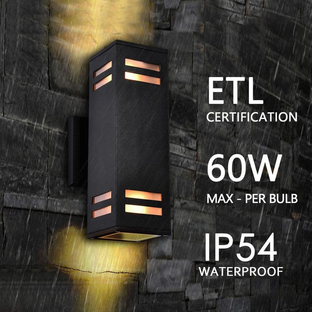 Promo 💯 Promo 🎁 2-Light Matte Black Outdoor Wall Lamp Waterproof Wall Lantern Exterior Sconce Light Fixture for Patio Courtyards Villa by RRTYO 💯 🤩 - Image 5