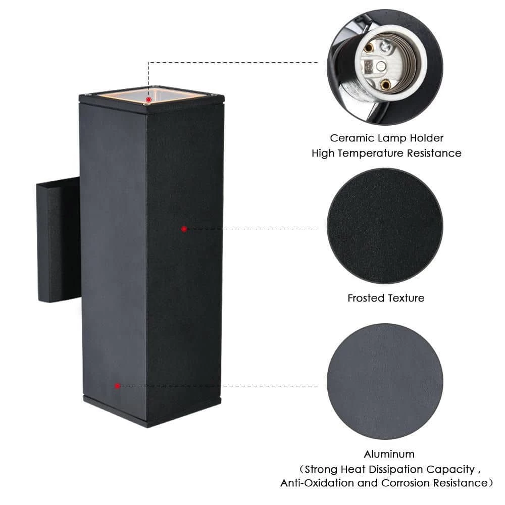 Best deal ๐ Deals ๐งจ 2-Light Matte Black Square Aluminum Outdoor Wall Lantern Sconce by RRTYO ๐ฅ ๐ - Image 5